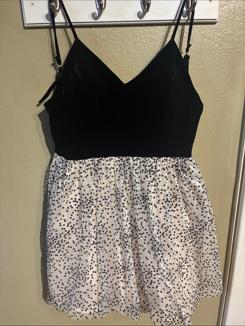 Teeze Me Black & Blush Polka Dot Lined Chemise